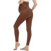 image:imageMIRITY Maternity Seamless Leggings Over The Belly Pregnancy Workout Stretchy Pants with Pockets Brown