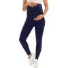 image:imageMIRITY Pregnancy Maternity Athletic Leggings Over The Belly for Women with Pockets and Drawstring 2Pack Navy Burgundy