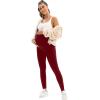 image:imageMIRITY Pregnancy Maternity Athletic Leggings Over The Belly for Women with Pockets and Drawstring 2Pack Navy Burgundy