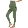 image:imageMIRITY Maternity Seamless Leggings Over The Belly Pregnancy Workout Stretchy Pants with Pockets Green