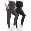 image:imageMIRITY Women Maternity Ribbed Leggings Over The Belly with Pockets and Drawstring for Workout 2Pack
