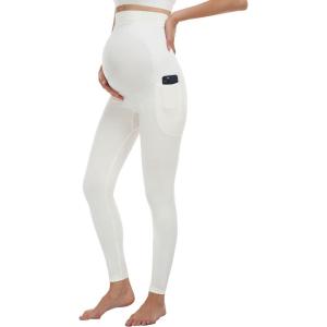 image:imageMIRITY Maternity Seamless Leggings Over The Belly Pregnancy Workout Stretchy Pants with Pockets White