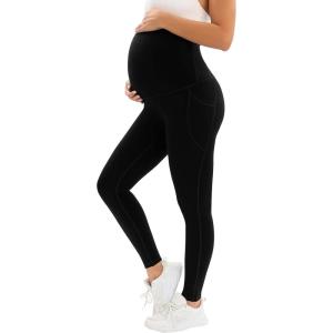 image:imageMIRITY Pregnancy Maternity Athletic Leggings Over The Belly for Women with Pockets and Drawstring Black