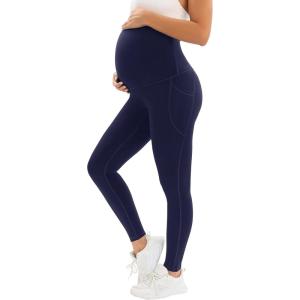 image:imageMIRITY Pregnancy Maternity Athletic Leggings Over The Belly for Women with Pockets and Drawstring Navy